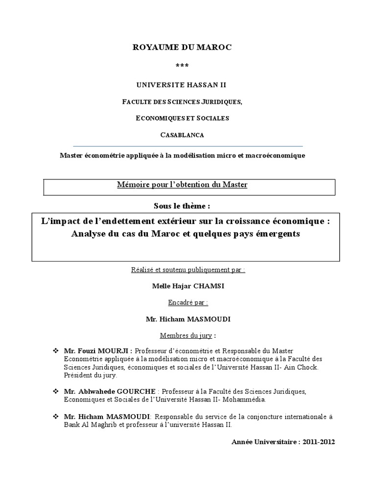 Impact de l'endettement sur la croissance au Maroc | PDF