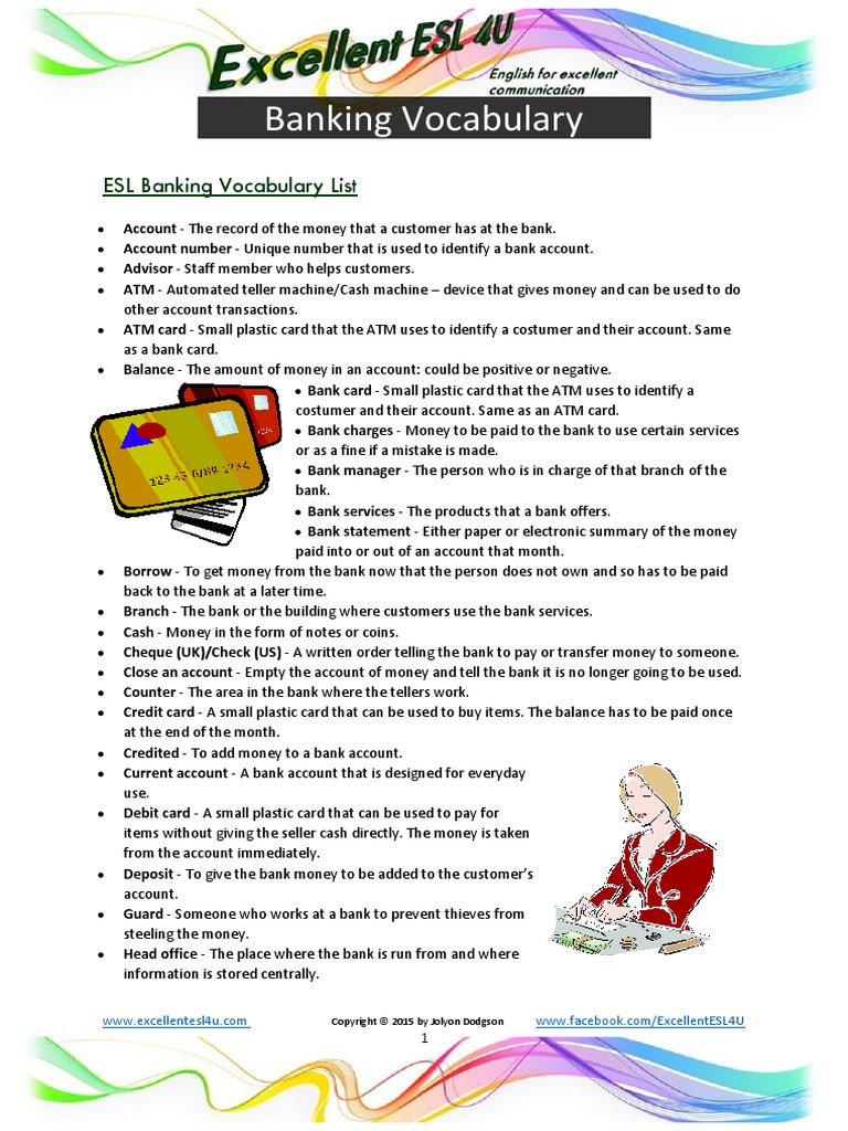 Banking Vocabulary Worksheet | PDF