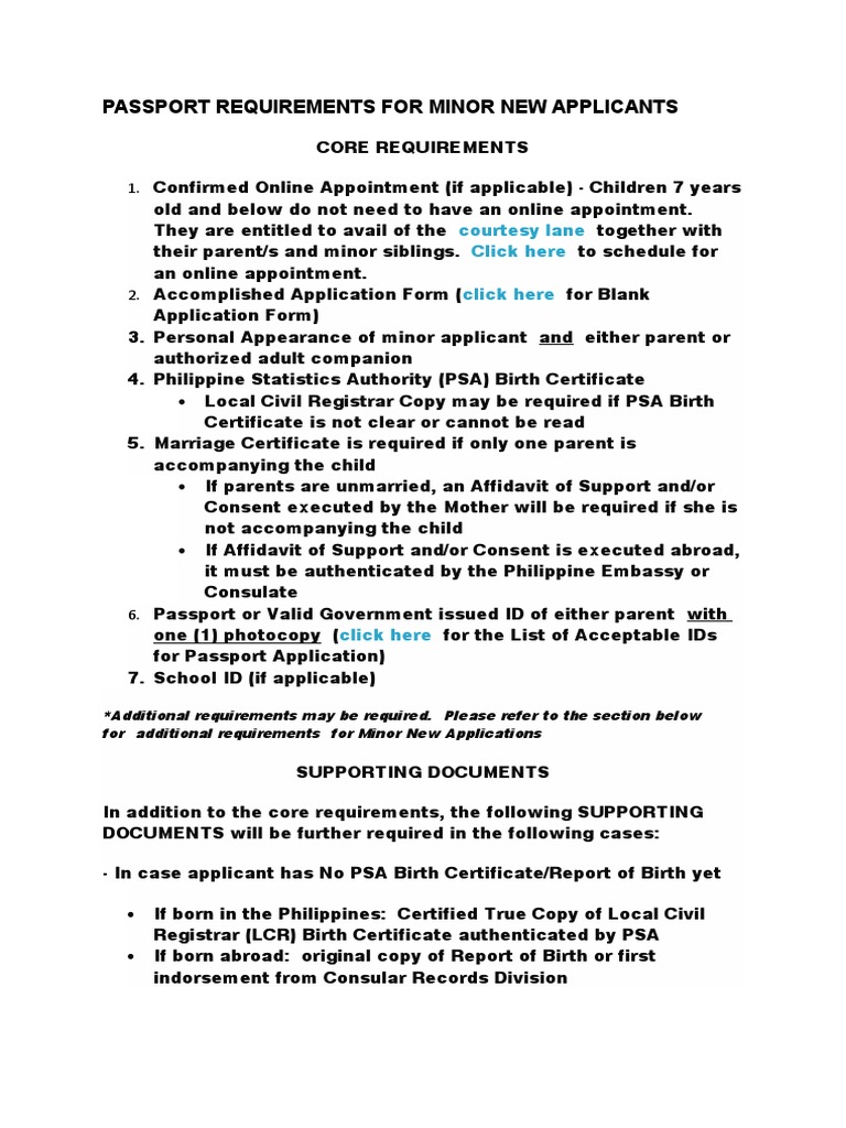 PASSPORT APPLICATION REQUIREMENTS FOR MINORS intelligence overview
