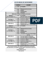 Horario Misas de Noviembre