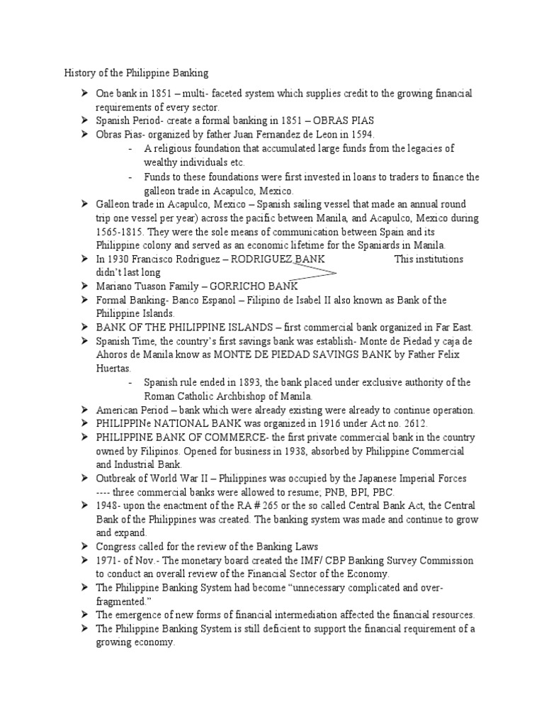 History of The Philippine Banking