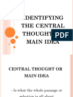 Identifying The Central Thought or Main Idea. Charis