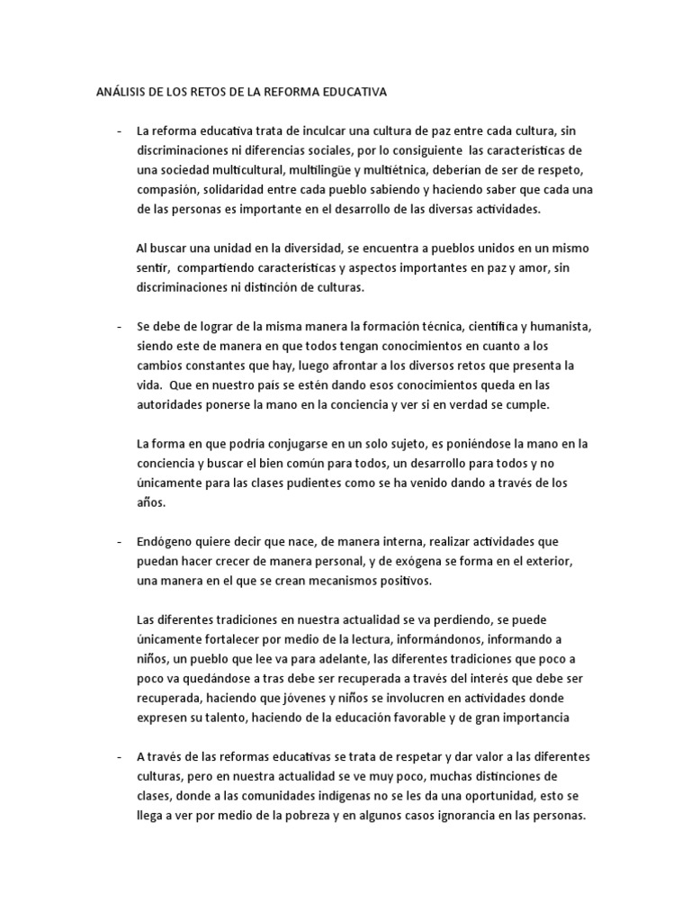 Retos de la Reforma Educativa en Guatemala | PDF