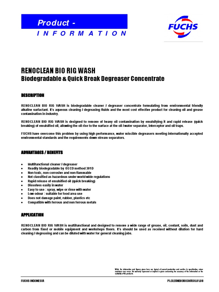 Biodegradable Rig Wash Degreaser | PDF