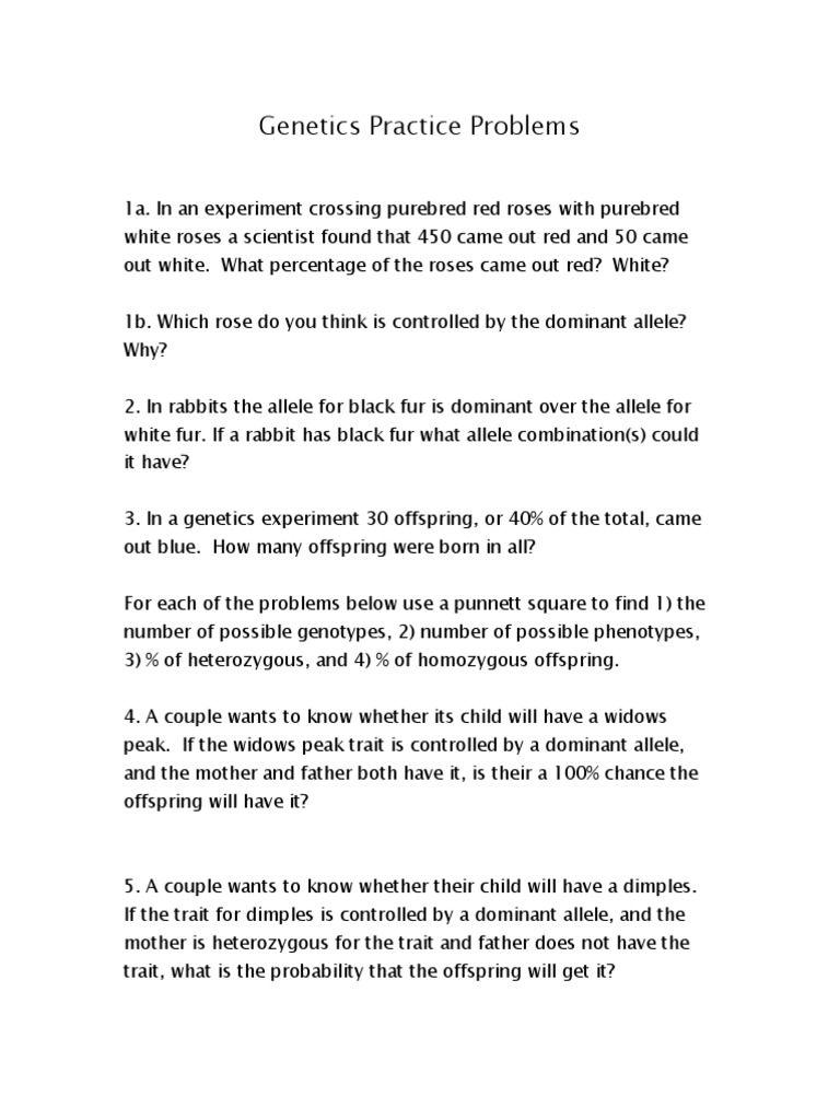 Genetics Practice Problems and Solutions | PDF