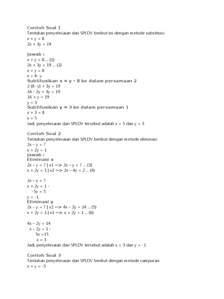 Contoh Soal Spldv Docx