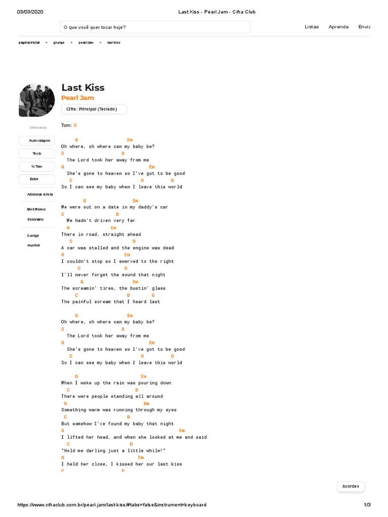 Last Kiss Pearl Jam Cifra Club PDF