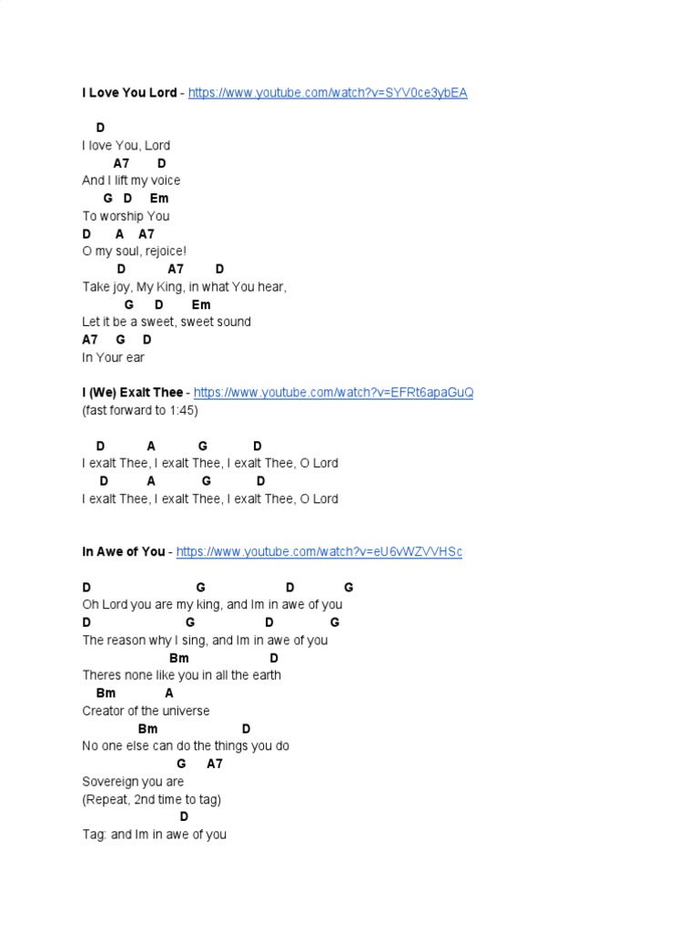 I Love You Lord We Exalt Thee Pdf