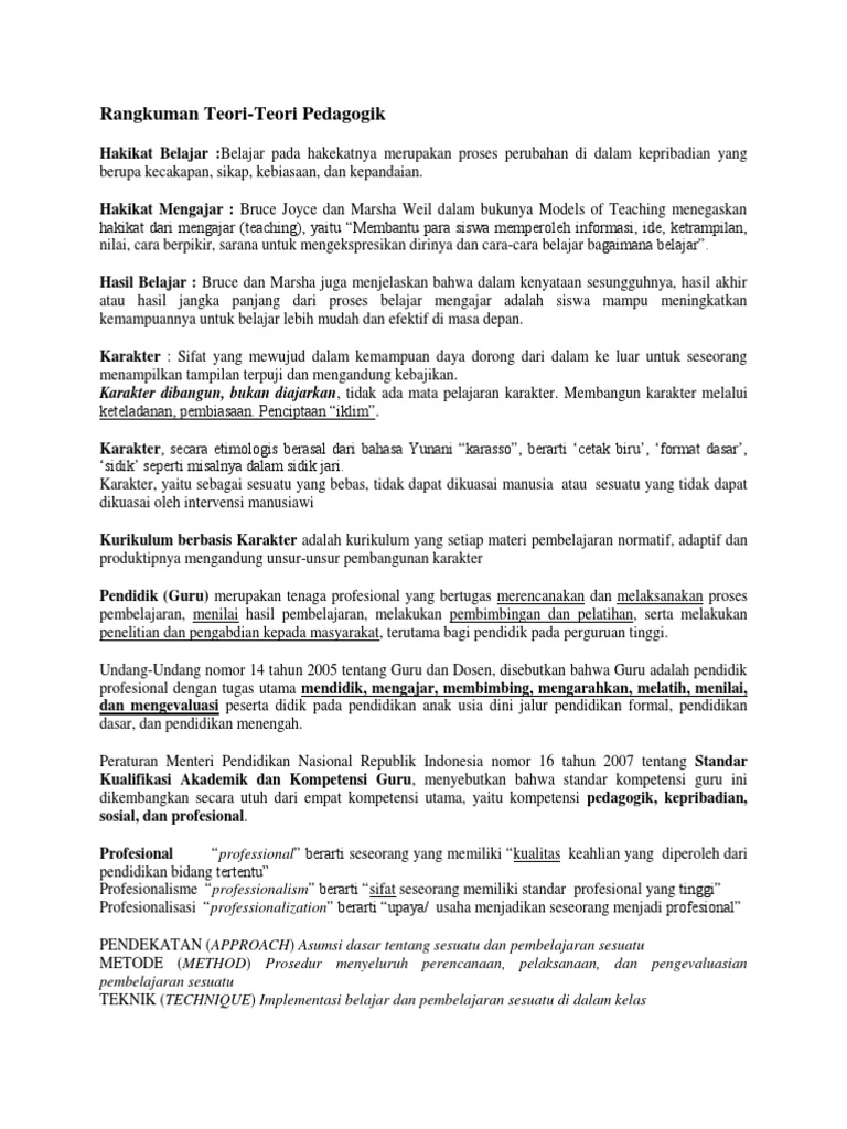 Rangkuman Teori Belajar Pdf