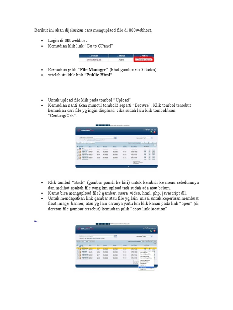 Panduan Upload File di 000webhost | PDF | Komputer