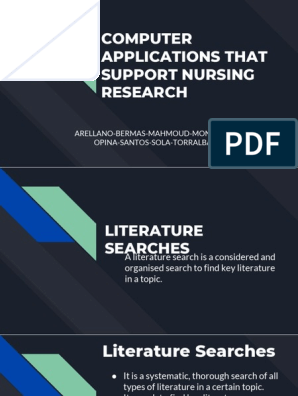 Computer Applications That Support Nursing Research