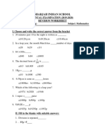 Maths-Revision Worksheet (Annual Exam)