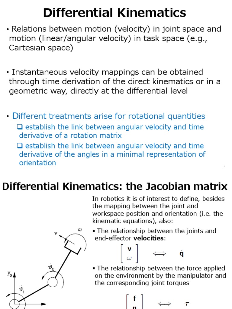 Jacobian Matrix in Differential Kinematics | PDF