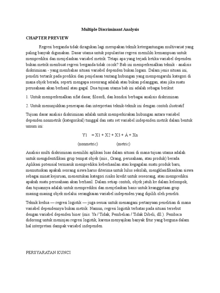 Pengenalan Analisis Diskriminan Multivariat | PDF | Karier & Perkembangan