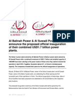 Al Batinah Power & Al Suwadi Power Announce The Proposed Official Inauguration of Their Combined USD1.7 Billion Power Plants