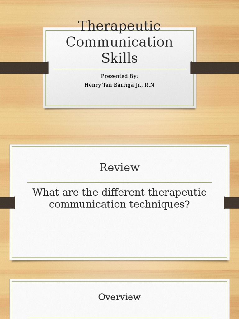 Therapeutic Communication Skills PDF