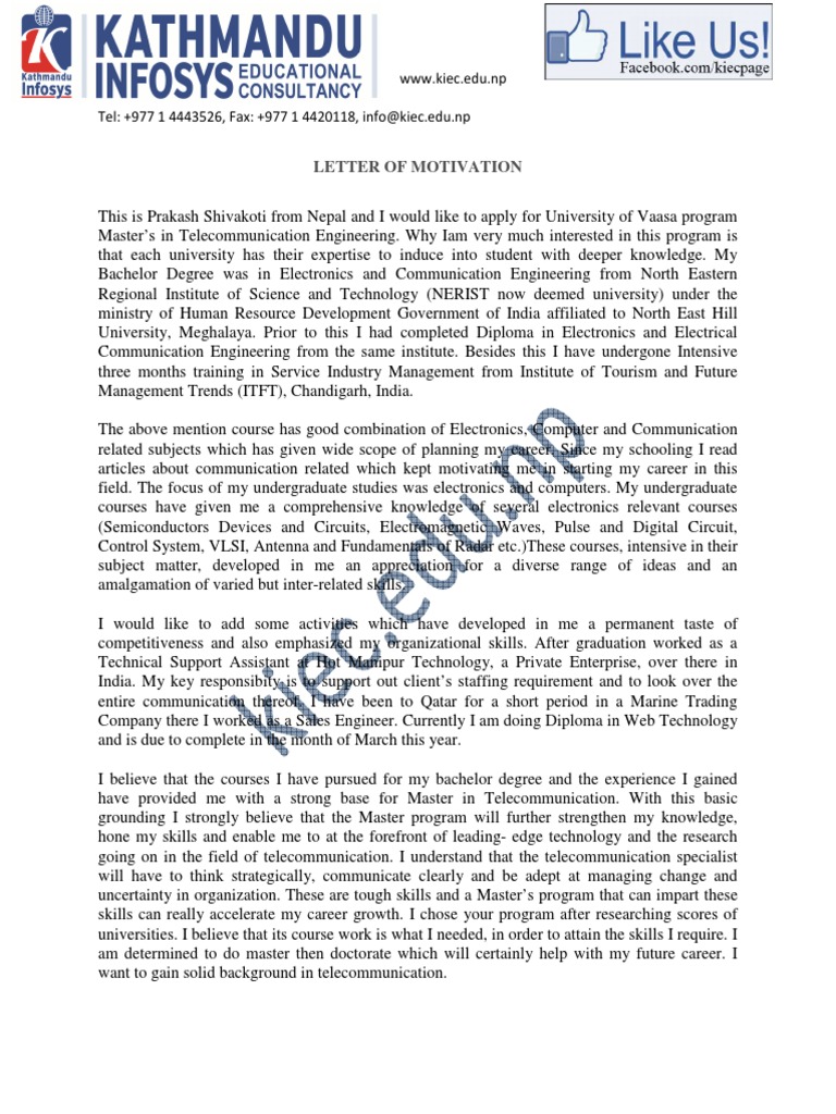 Statement of Purpose Communication Engineering PDF | PDF