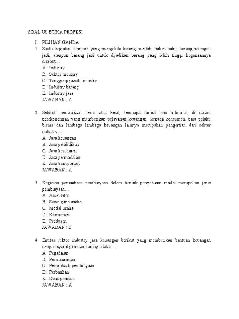 Soal Us Etika Profesi Docx
