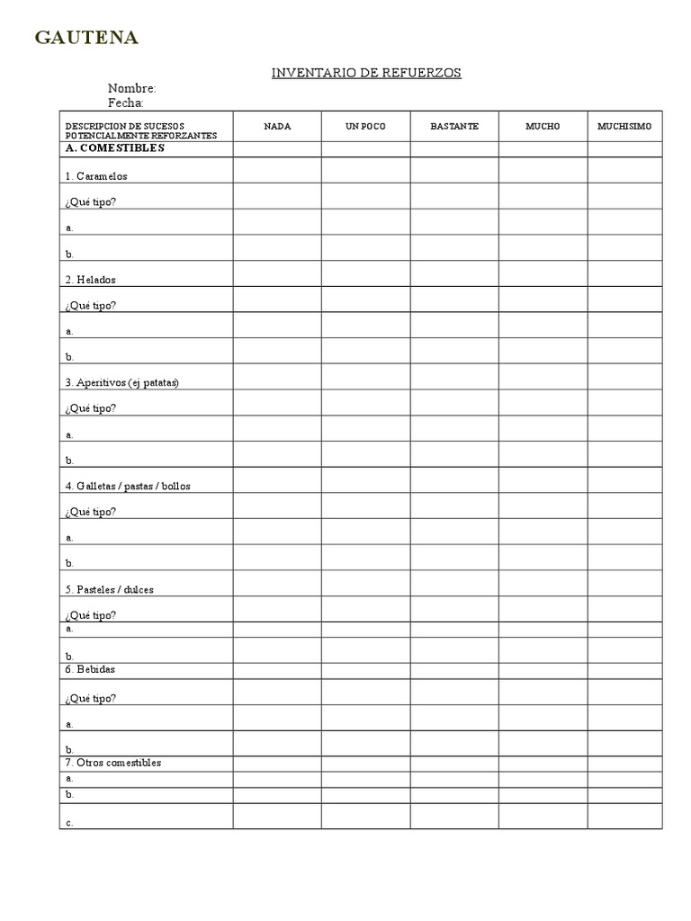 Inventario de Refuerzos Gautena | PDF