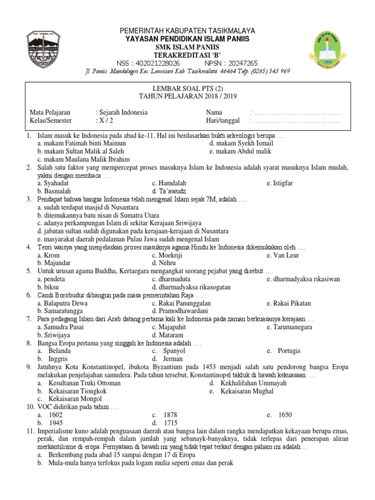 Soal Sejarah 2019 Edit Docx