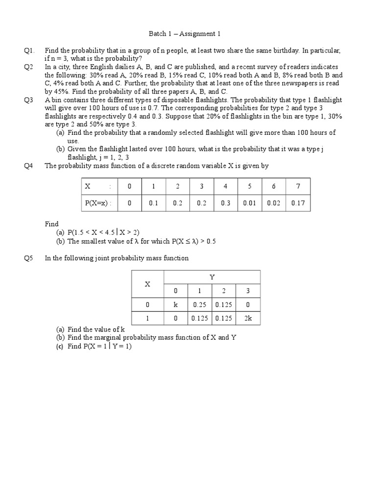 Probability Assignments and Solutions | PDF | Teaching Methods ...