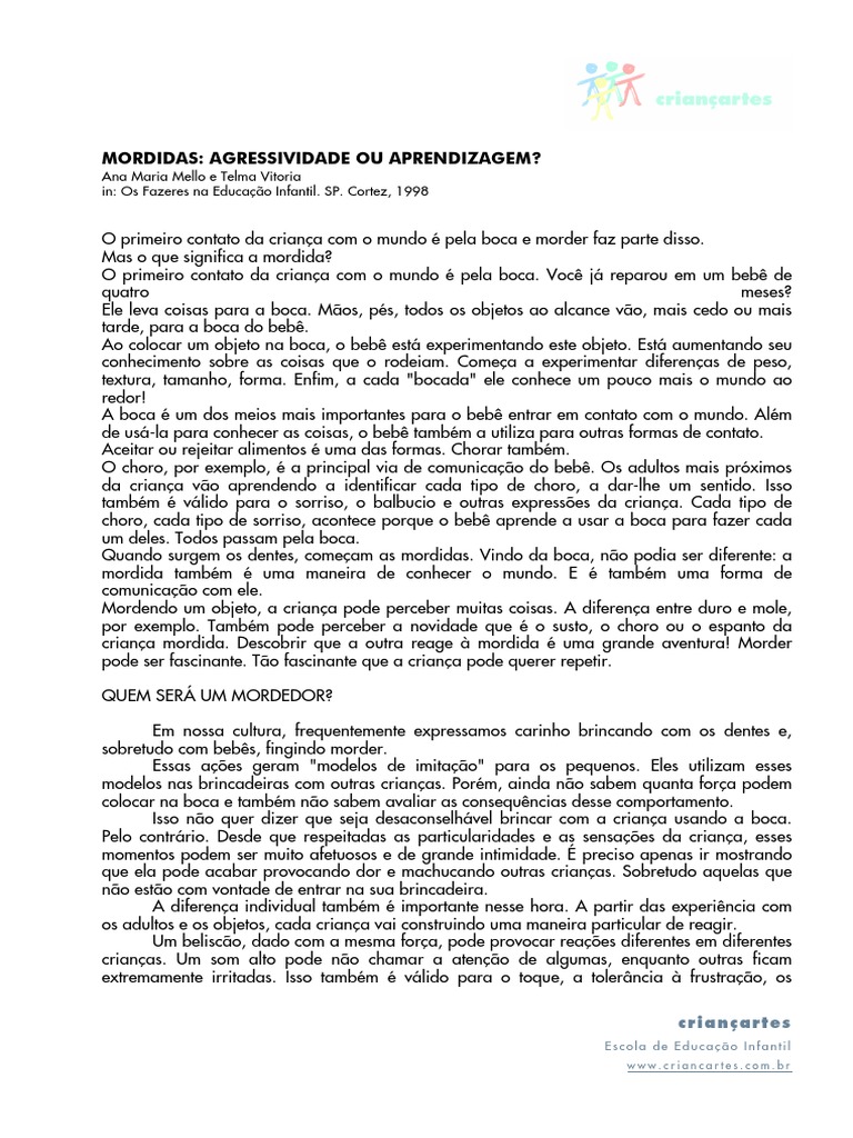 Mordidas na Educação Infantil: Entendendo | PDF