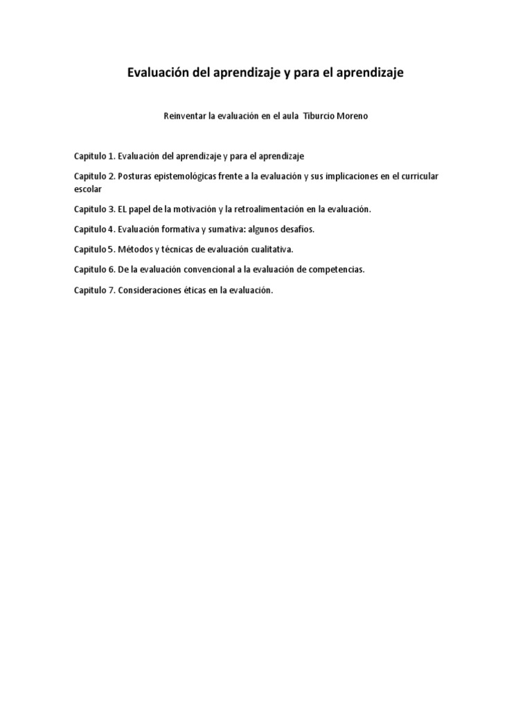 Evaluación Del Aprendizaje y para El Aprendizaje PDF | PDF