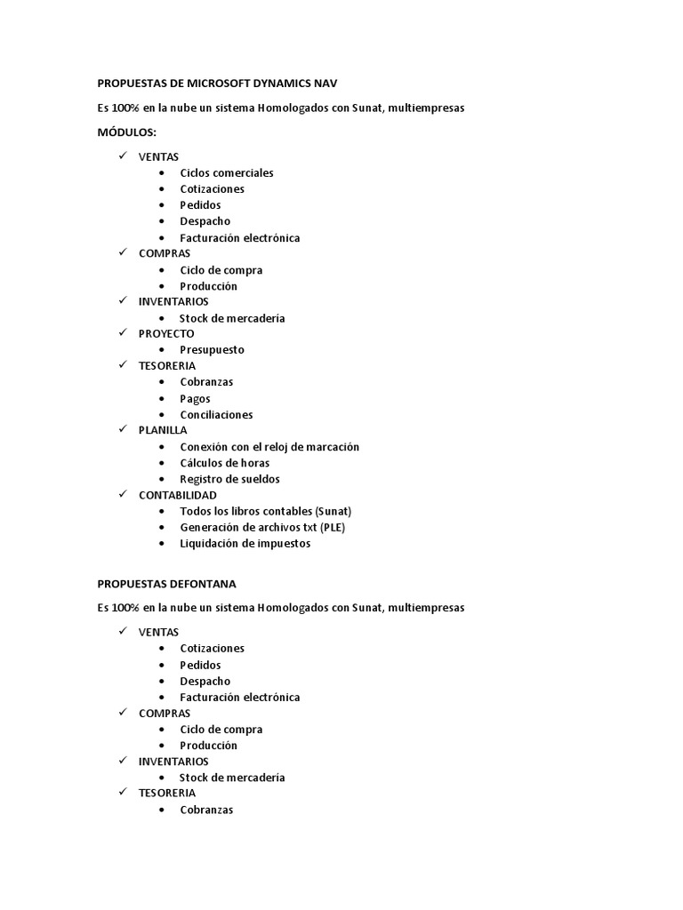 Comparativa de ERP: Microsoft Dynamics NAV vs. Defontana | PDF ...