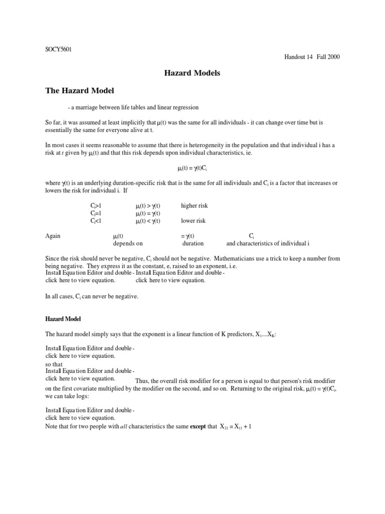 Hazard Models The Hazard Model | PDF | Logistic Regression | Dependent ...