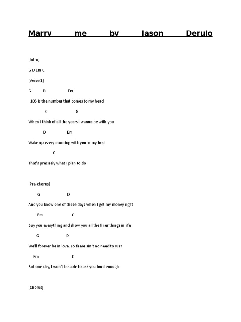 Marry Me Chords PDF
