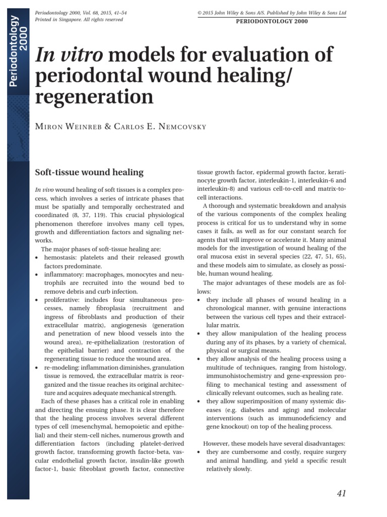 In Vitro Models For Evaluation of Periodontal Wound Healing ...
