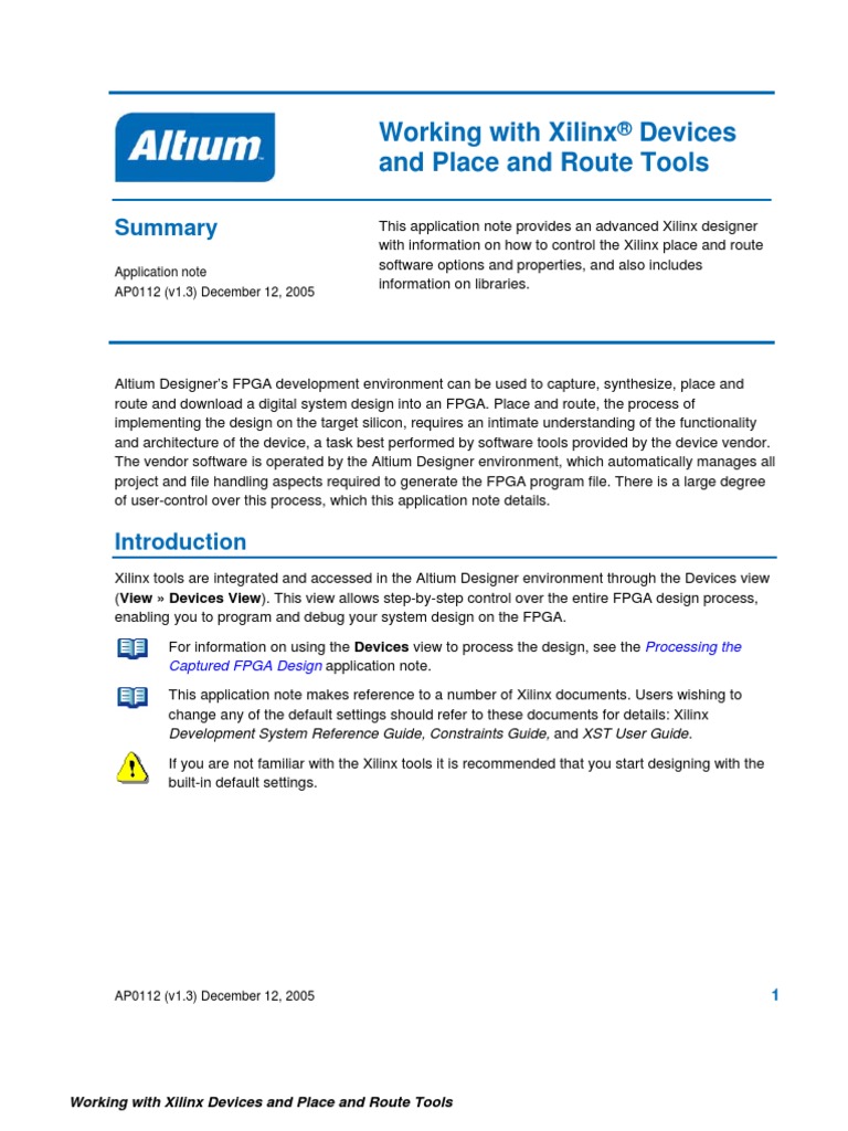 AP0112 Working With Xilinx Devices and Place and Route Tools | PDF ...