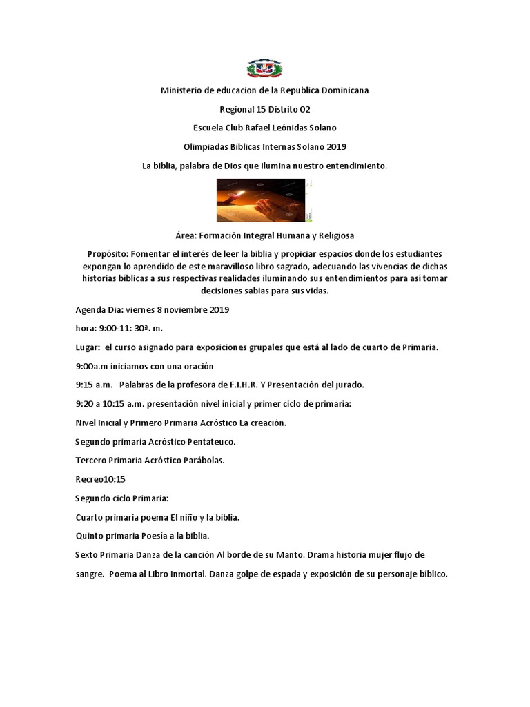 Olimpiada Biblica 2019 | PDF