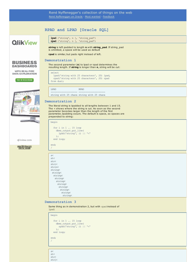 rpad_lpad String Science) Computer Data