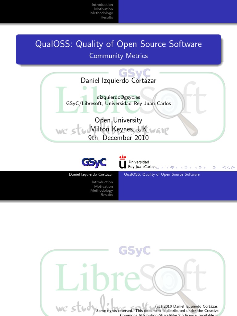OpenUniversity-London, 2010. Introduction To QualOSS | PDF | Motivation ...