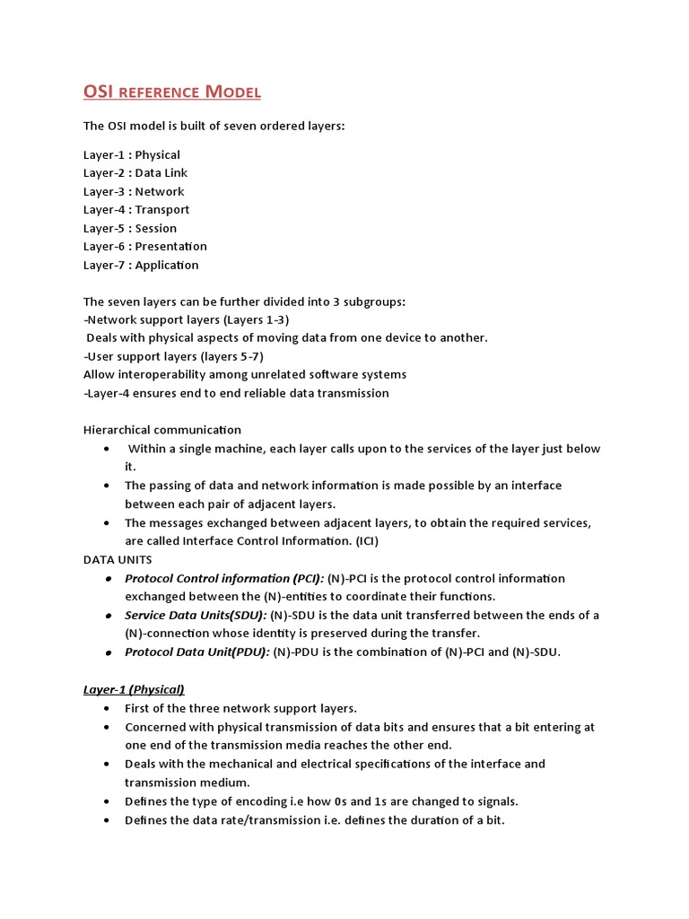 OSI Reference Model | PDF | Computer Networking | Osi Model