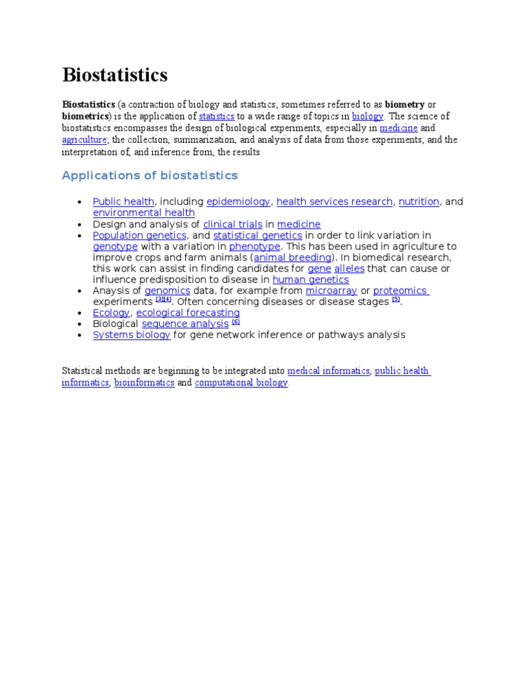 Applications of Biostatistics in Biology | PDF
