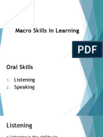 Macro Skills in Learning: Listening, Speaking, Reading, and Writing