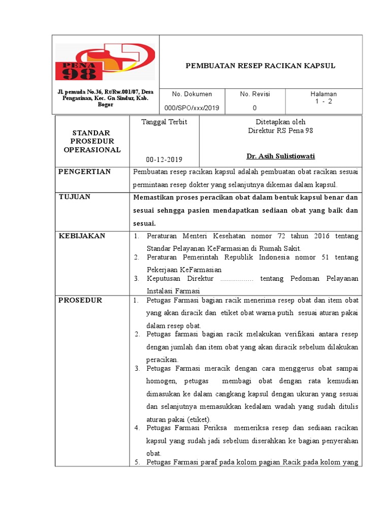 Prosedur Resep Racikan Kapsul | PDF | Kesehatan Holistik