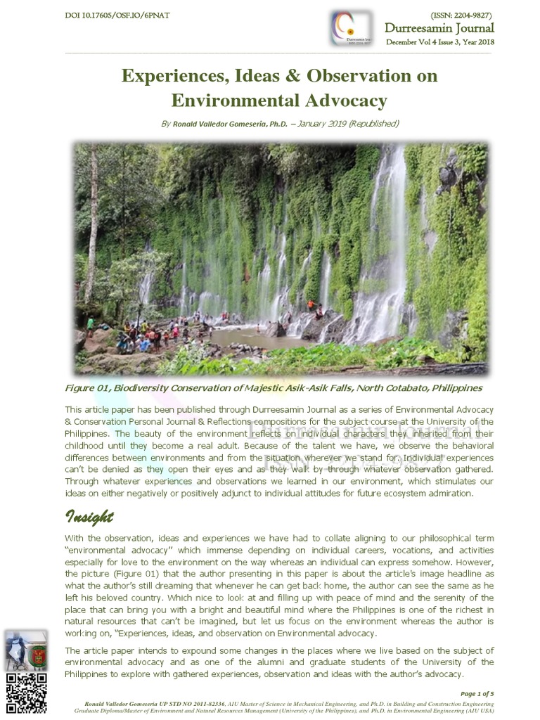 Insights on Environmental Advocacy | PDF | Human Impact On The ...