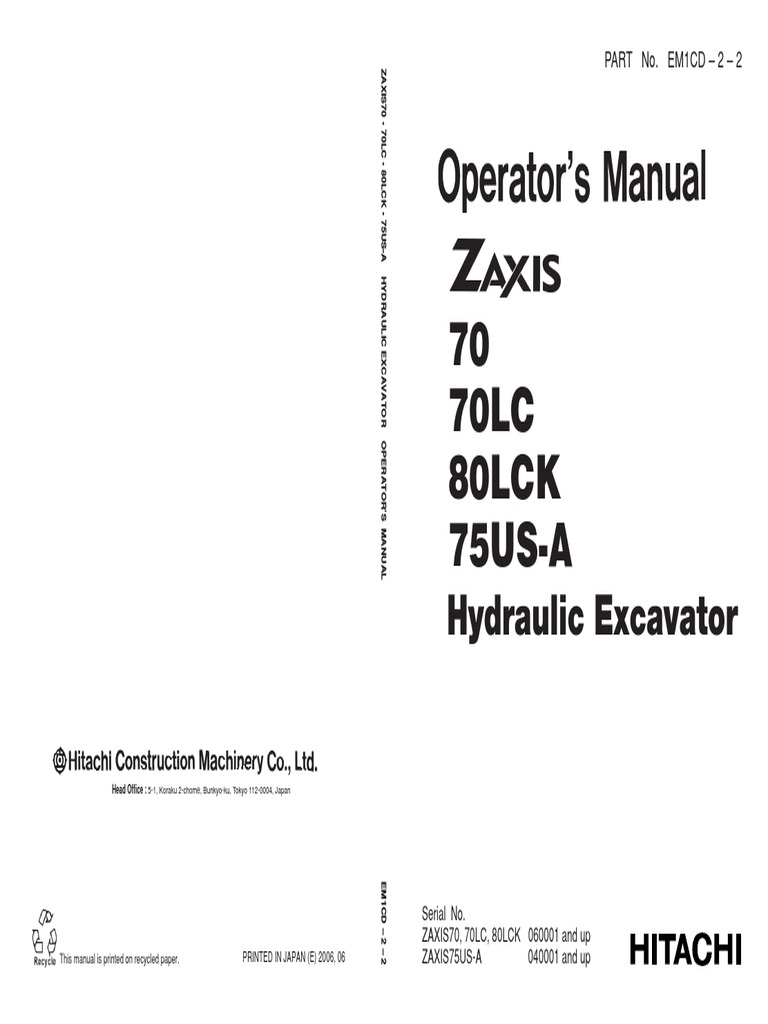 ZX70-80 Operator Manual | PDF | Technology & Engineering