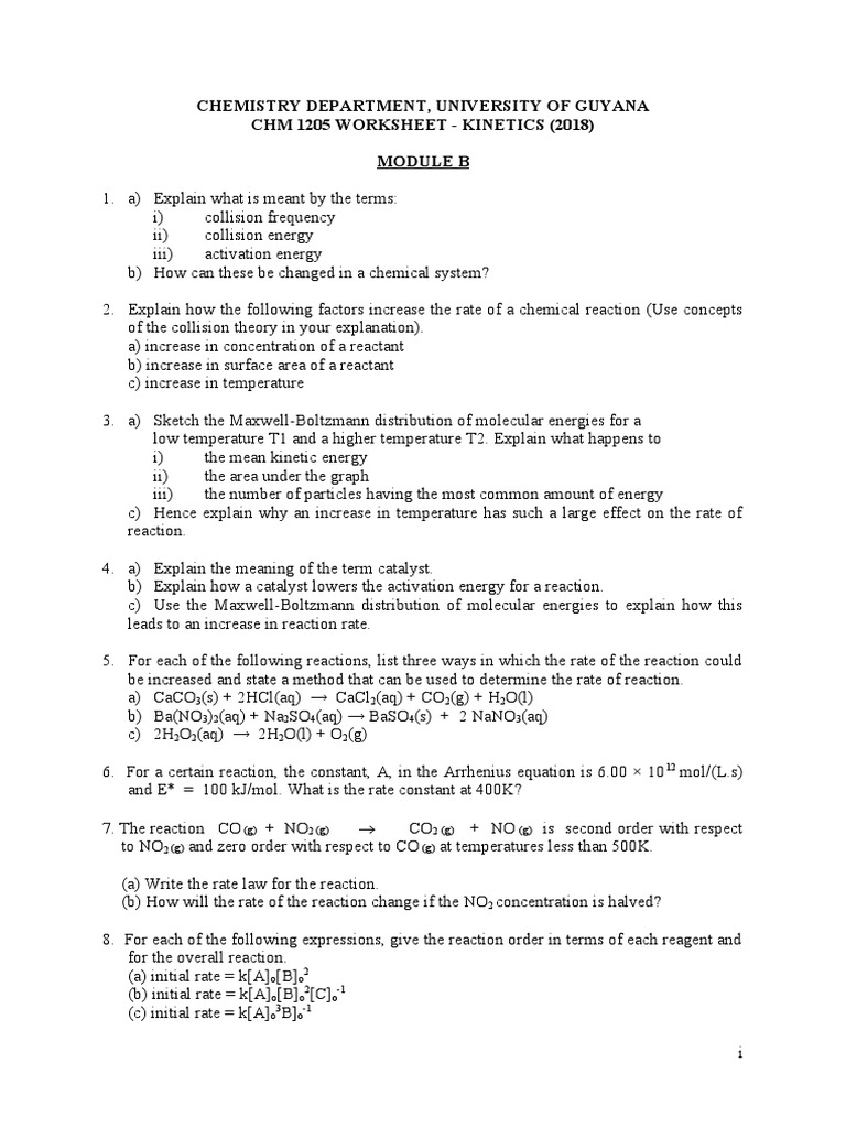Chemistry Worksheet 2