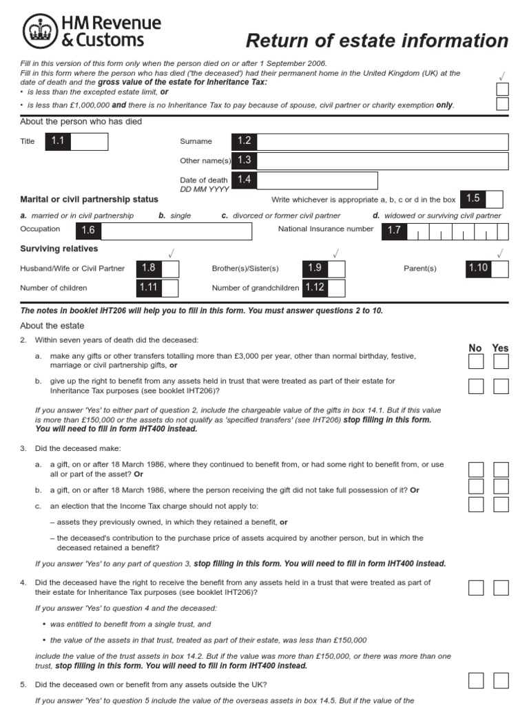 iht205-2006-2 | Tax Exemption | Pension