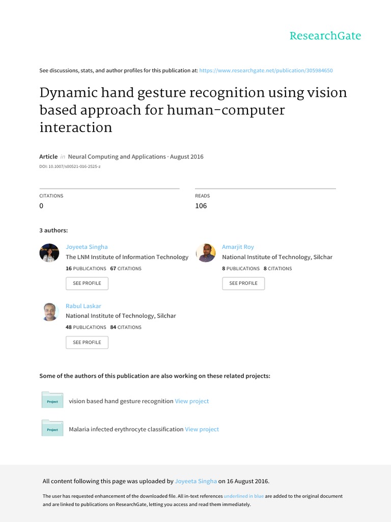 Dynamic Hand Gesture Recognition | PDF | Computers