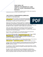 AÇÃO PREVIDENCIÁRIA DE RESTABELECIMENTO DE BENEFÍCIO COM PEDIDO LIMINAR C