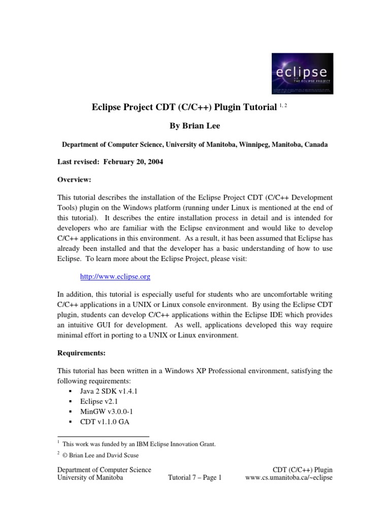 Eclipse Project CDT (C/C++) Plugin Tutorial | PDF | Computers