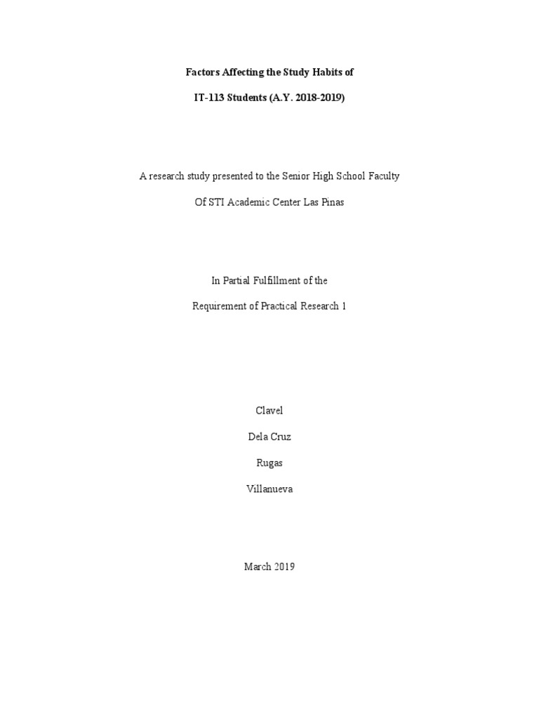 Factors Affecting The Study Habits of IT Students | PDF