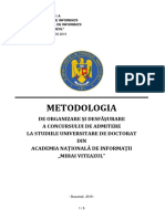 Metodologie Admitere Doctorat 2019