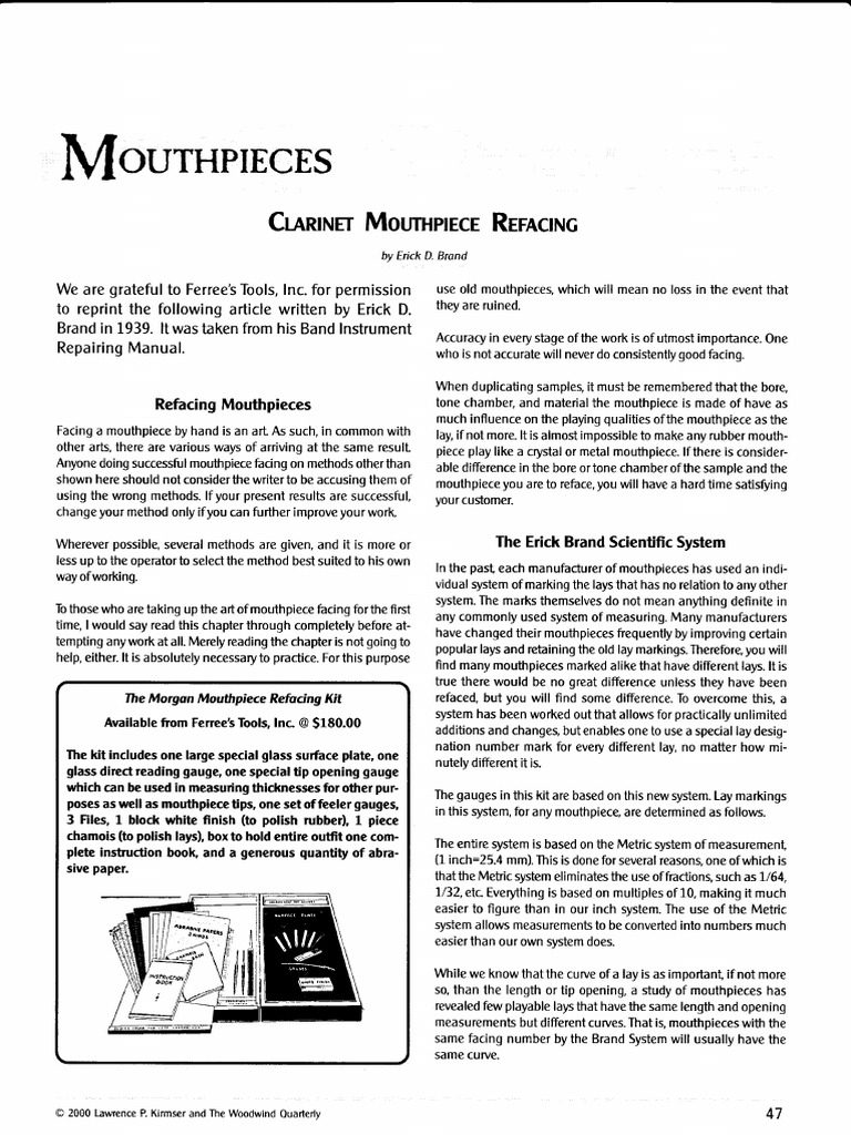 Mouthpiece Refacing PDF