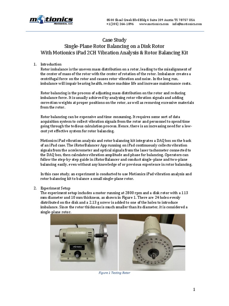 Case Study - Single-Plane Rotor Balancing On A Disk Rotor | PDF